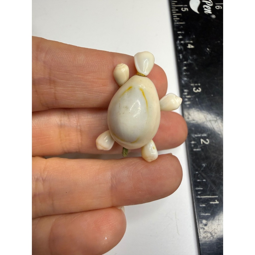 Handmade Natural Cowrie Sea Shell Turtle Brooch Pin Beach Nautical Folk Art